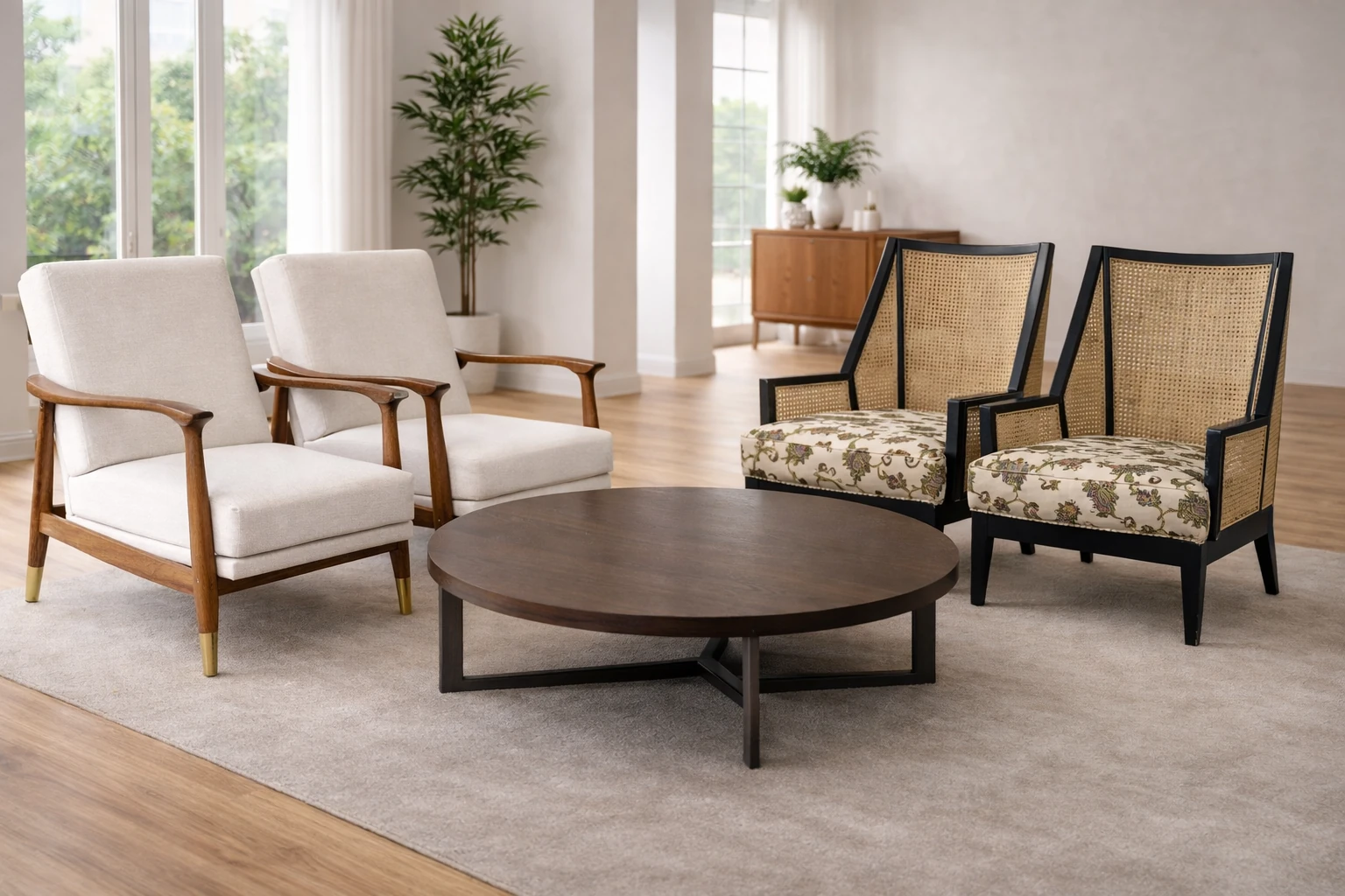 Two Chairs With Round Tea Table